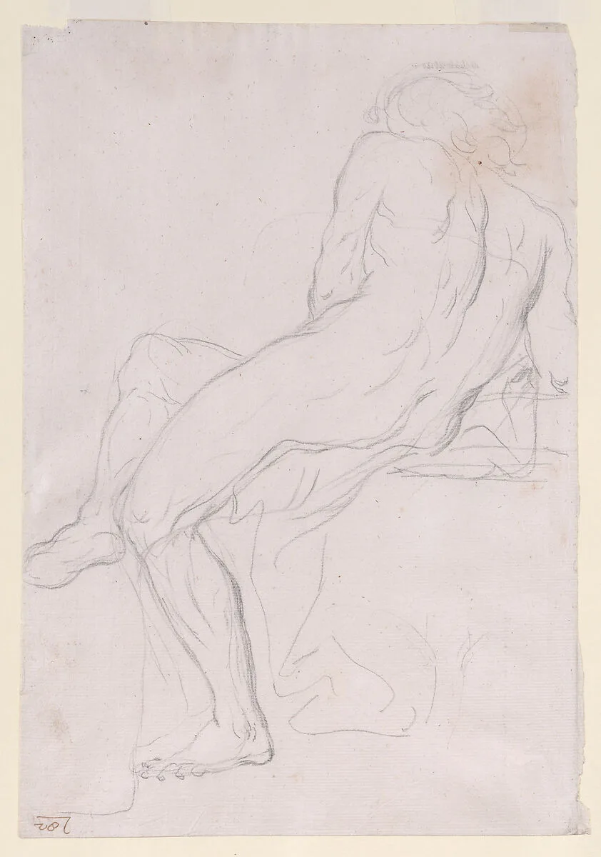 Academy Sketch of a Seated Male Figure. — Giacomo Zoboli