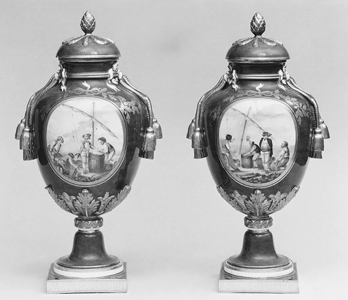 Vase with cover (Vase à gland) (one of a pair) — Sèvres Manufactory|Jean-Louis Morin|Charles Buteux