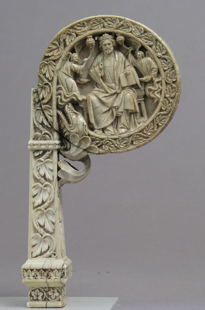 Ivory Crozier Head with Christ in Majesty and Throne of Wisdom — Unknown
