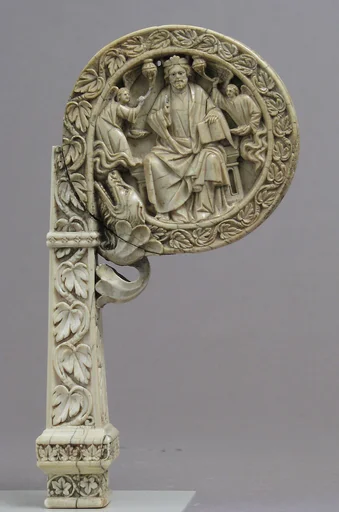 Ivory Crozier Head with Christ in Majesty and Throne of Wisdom