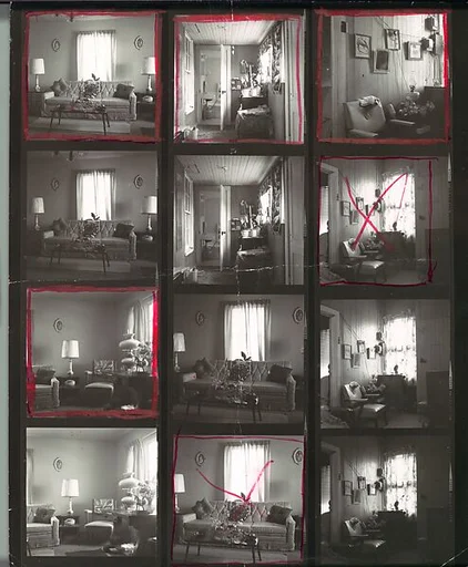 [7 Original Contact Sheets of Interior Details in Walker Evans's Apartment]
