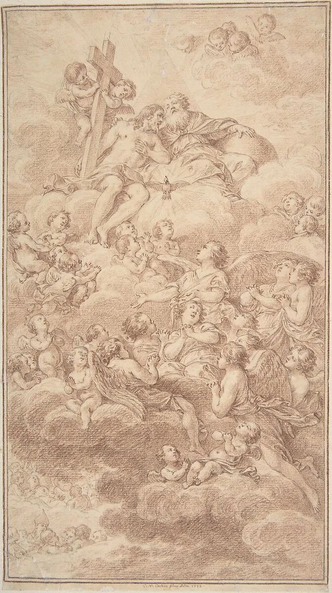 Angels Adoring the The Holy Trinity — Charles Nicolas Cochin II