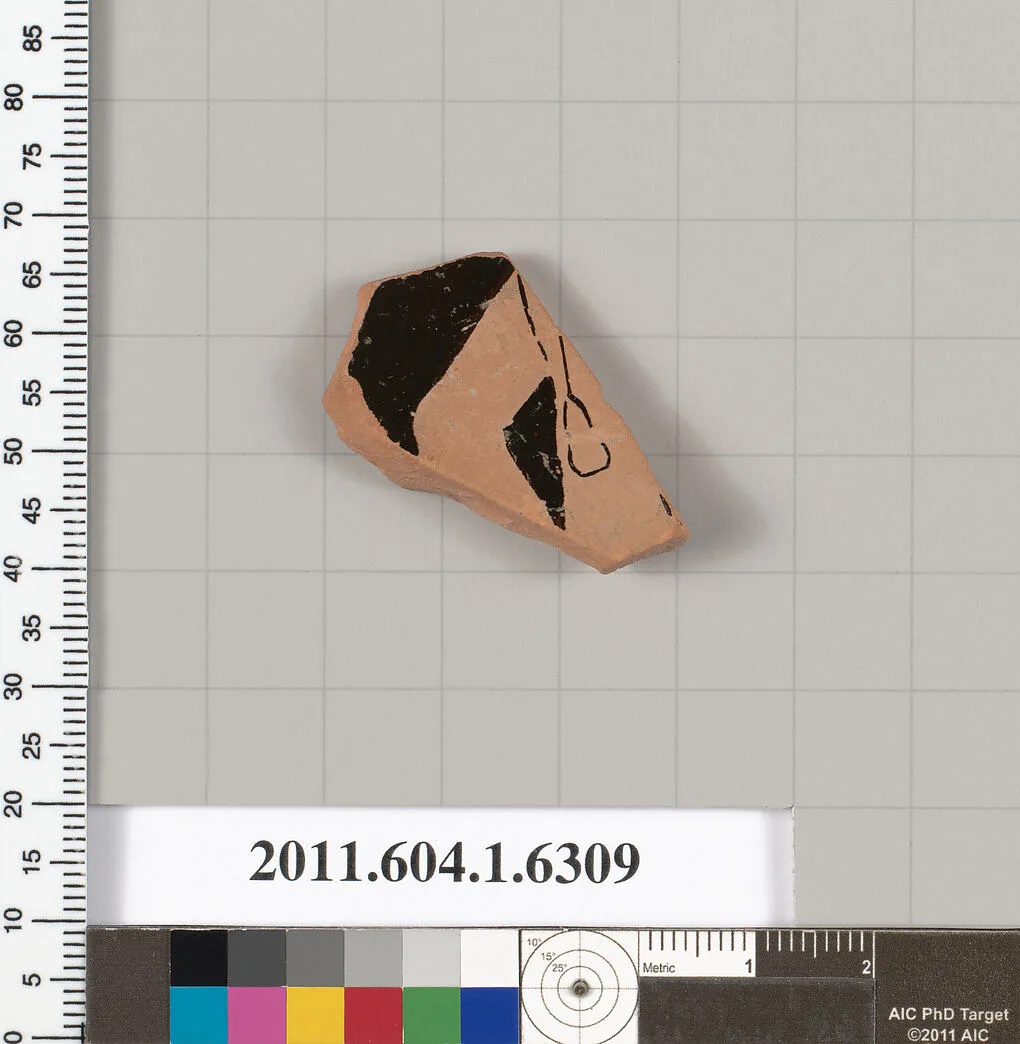 Terracotta fragment of a kylix (drinking cup) — Onesimos