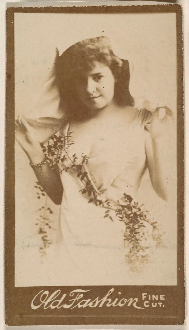 Actress wearing costume with sash of vines, from the Actresses series (N664) promoting Old Fashion Fine Cut Tobacco — Unknown