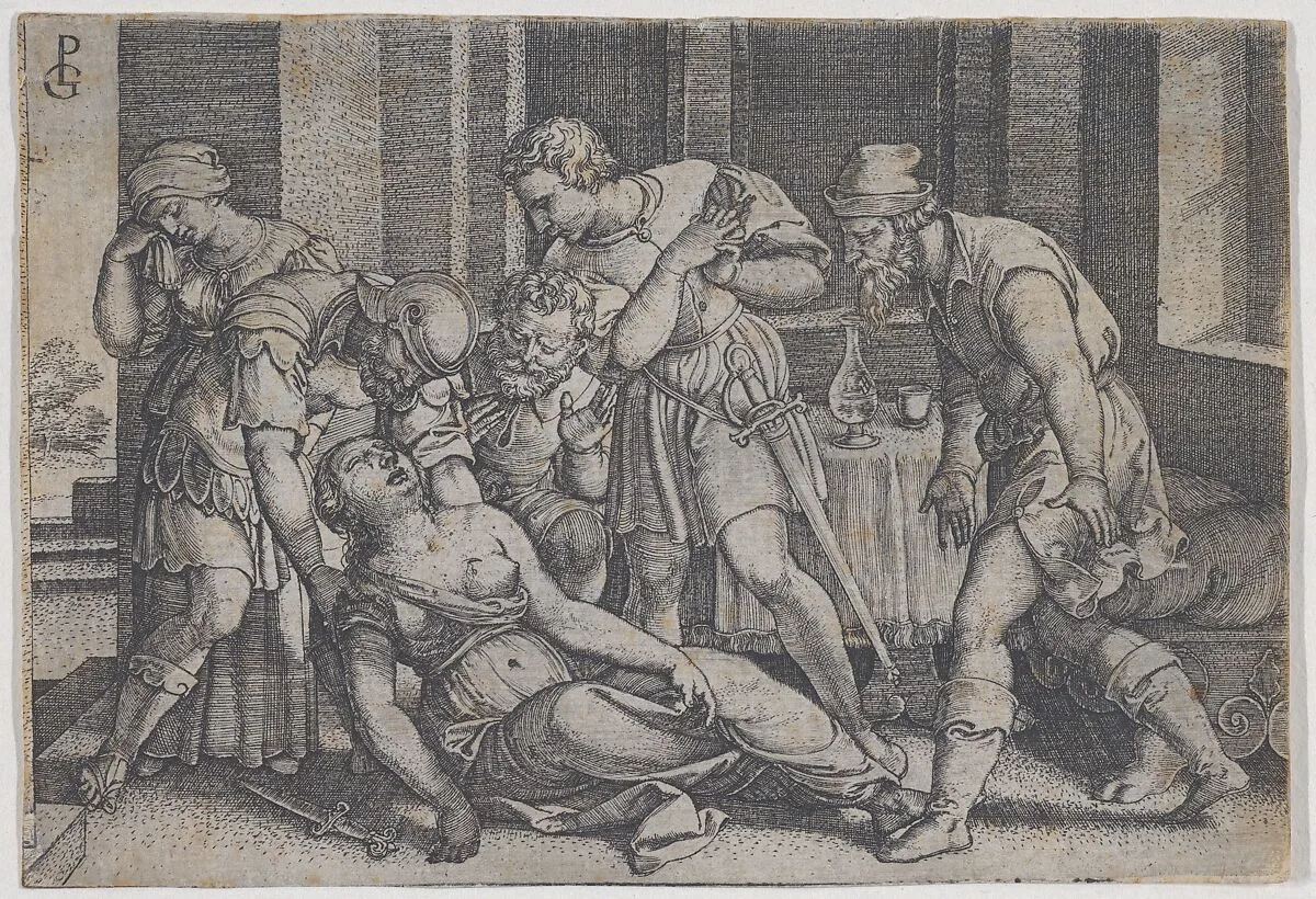 Suicide of Lucretia, from "Scenes from Roman History" — Georg Pencz