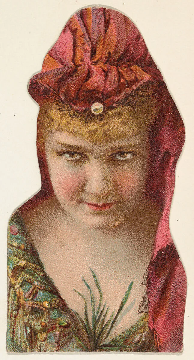 Actress wearing leaves at neckline, from Stars of the Stage, Fourth Series (N132) issued by Duke Sons & Co. to promote Honest Long Cut Tobacco — American Tobacco Company|W. Duke, Sons & Co.