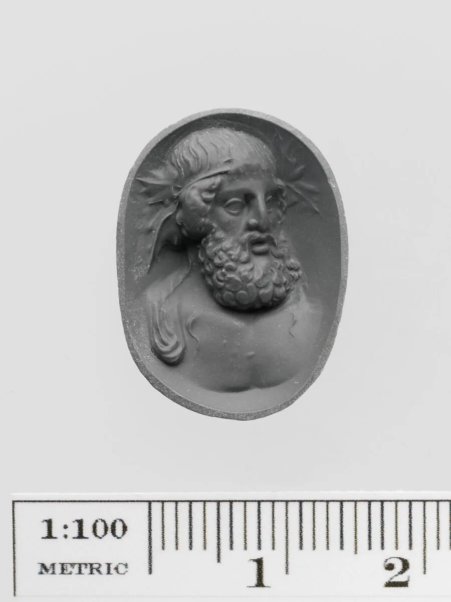 Amethyst ring stone with a bust of Dionysos — Unknown