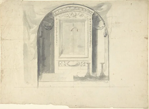 Design for a Chapel or Niche (Recto); Design for Decoration with Putto Head and Rinceau (Verso)