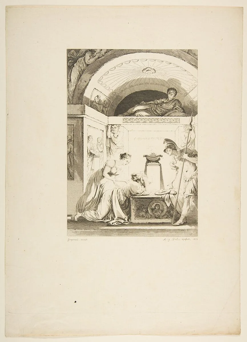 La Matrone d'Ephese, from "Contes et nouvelles en vers par Jean de La Fontaine. A Paris, de l'imprimerie de P. Didot, l'an III de la République, 1795" — Jean de La Fontaine|Jean Honoré Fragonard|Jean-Louis Delignon|Pierre Didot l'ainé