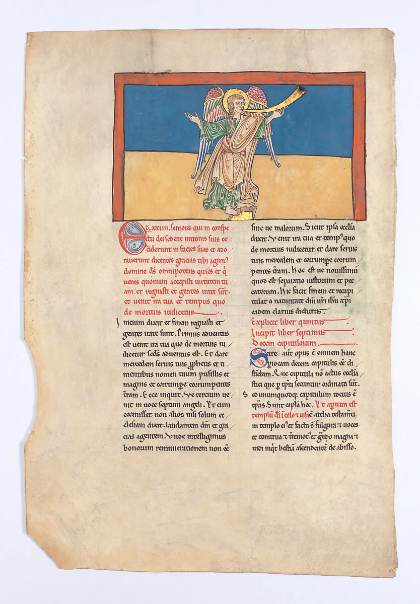 Leaf from a Beatus Manuscript: the Seventh Angel Proclaims the Reign of the Lord — Unknown