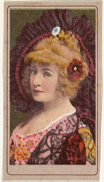 Actress wearing red flower in hair, from the Actresses series (T176) issued by Sweet Caporal Cigarettes — Kinney Brothers Tobacco Company