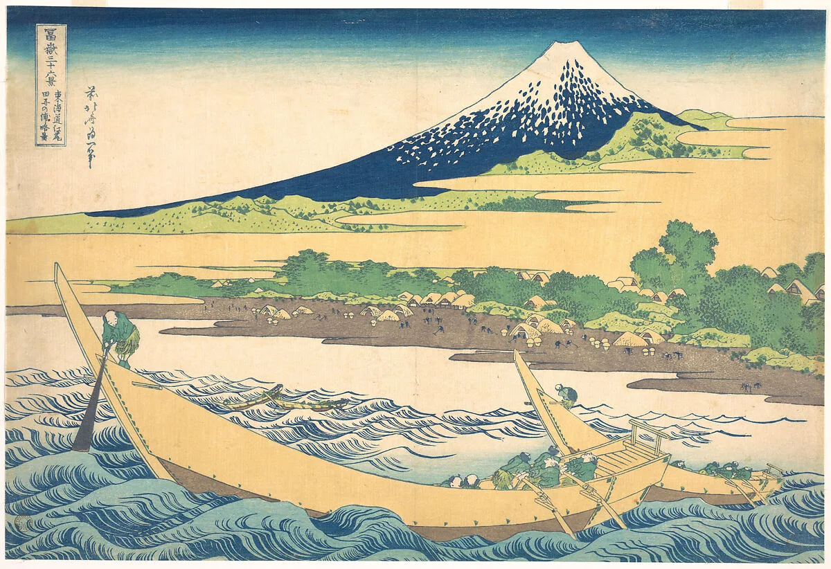 冨嶽三十六景 東海道江尻田子の浦略図|Tago Bay near Ejiri on the Tōkaidō (Tōkaidō Ejiri Tago no ura ryaku zu), from the series Thirty-six Views of Mount Fuji (Fugaku sanjūrokkei) — Katsushika Hokusai