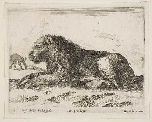 Reclining lion, plate 5 from "Various Animals" (Diversi Animali)