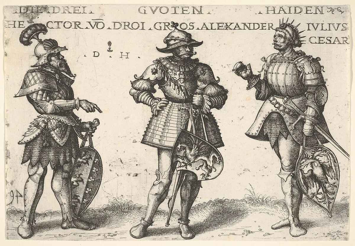 Three Worthy Pagans: Hector, Alexander the Great, and Julius Caesar — Daniel Hopfer|Hans Burgkmair|Gaius Julius Caesar