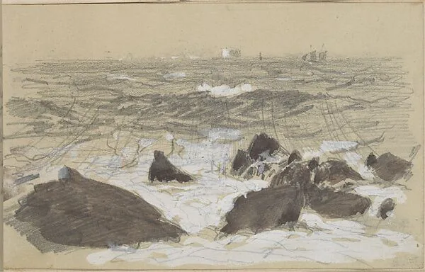 Waves Breaking on Rocks (from scrapbook) — John Singer Sargent