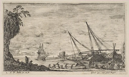 Plate 1: seaport with ships, from "Seascapes" (Paysages maritimes)