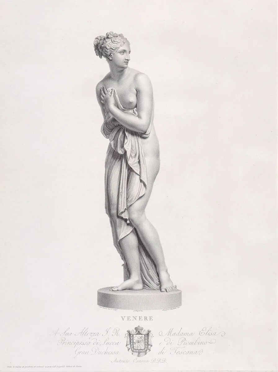 Venus, frontal view, from "Oeuvre de Canova: Recueil de Statues..." — Antonio Canova|Giovanni Tognolli|Domenico Marchetti