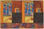 Horizontal Panel with Pattern of Rectangular Windows Showing Hanging Fruit Plants and Landscapes — Anonymous, French, 20th century