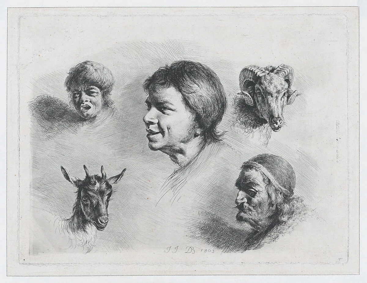 Study of Five Heads — Jean Jacques de Boissieu
