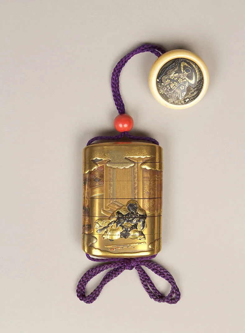 日本武尊蒔絵印籠|Inrō with Prince Yamato Takeru Disguised as a Woman — Bairin|Naomasa