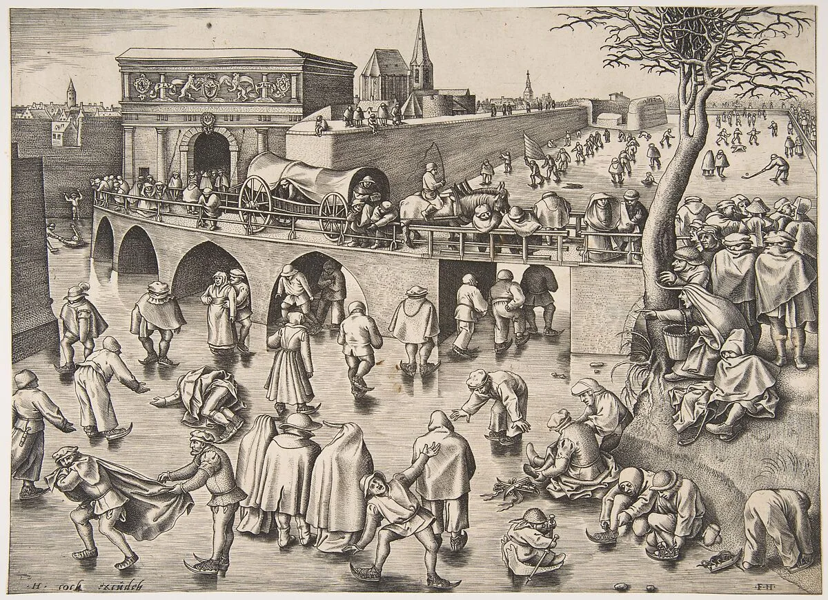 Skating before the St. George's Gate, Antwerp — Frans Huys|Pieter Bruegel the Elder|Hieronymus Cock