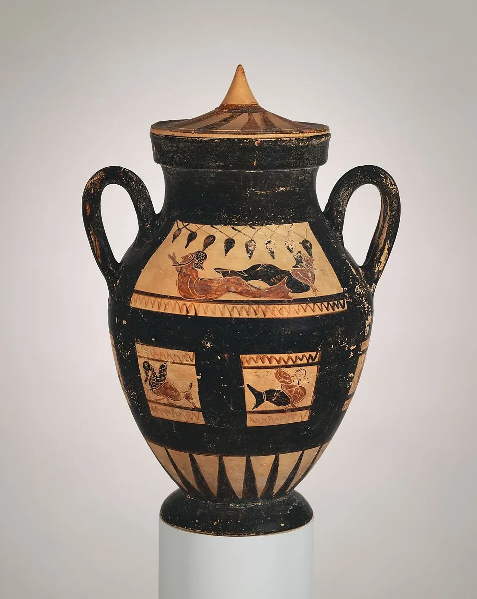 Terracotta amphora with lid — Unknown