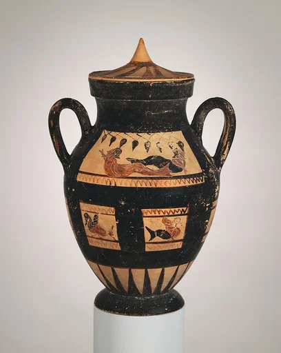 Terracotta amphora with lid
