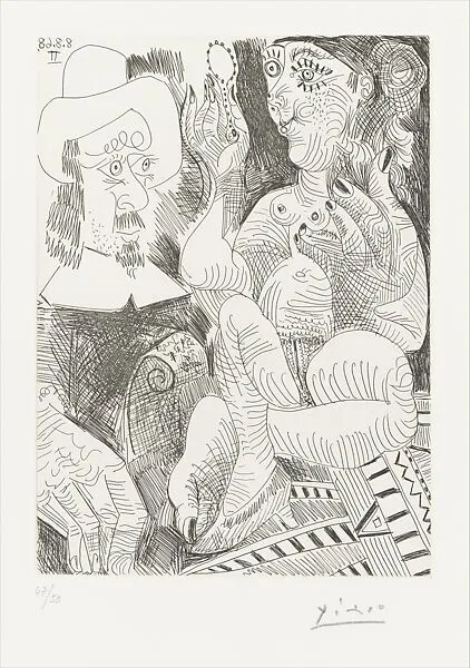 Woman with her Mirror and Man in a Rembrandtesque Hat, from 347 Suite — Aldo and Piero Crommelynck|Pablo Picasso|Galerie Louise Leiris