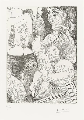 Woman with her Mirror and Man in a Rembrandtesque Hat, from 347 Suite