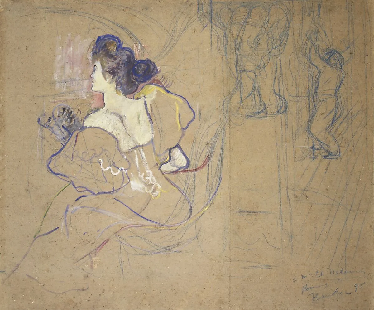 Madame Thadée Natanson (Misia Godebska, 1872–1950) at the Theater — Henri de Toulouse-Lautrec