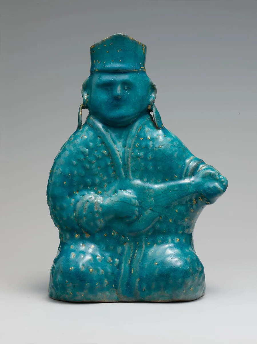 Bottle in the Form of a Lute Player — Unknown