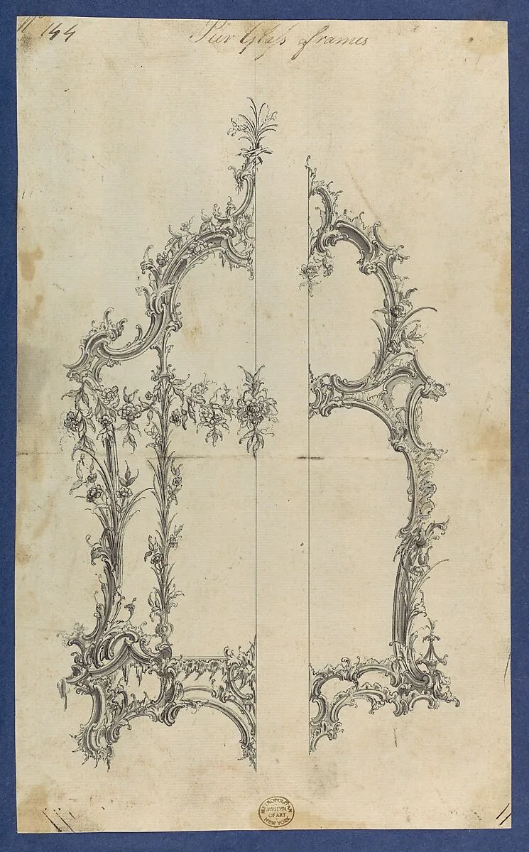 Pier Glass Frames, in Chippendale Drawings, Vol. I — Thomas Chippendale