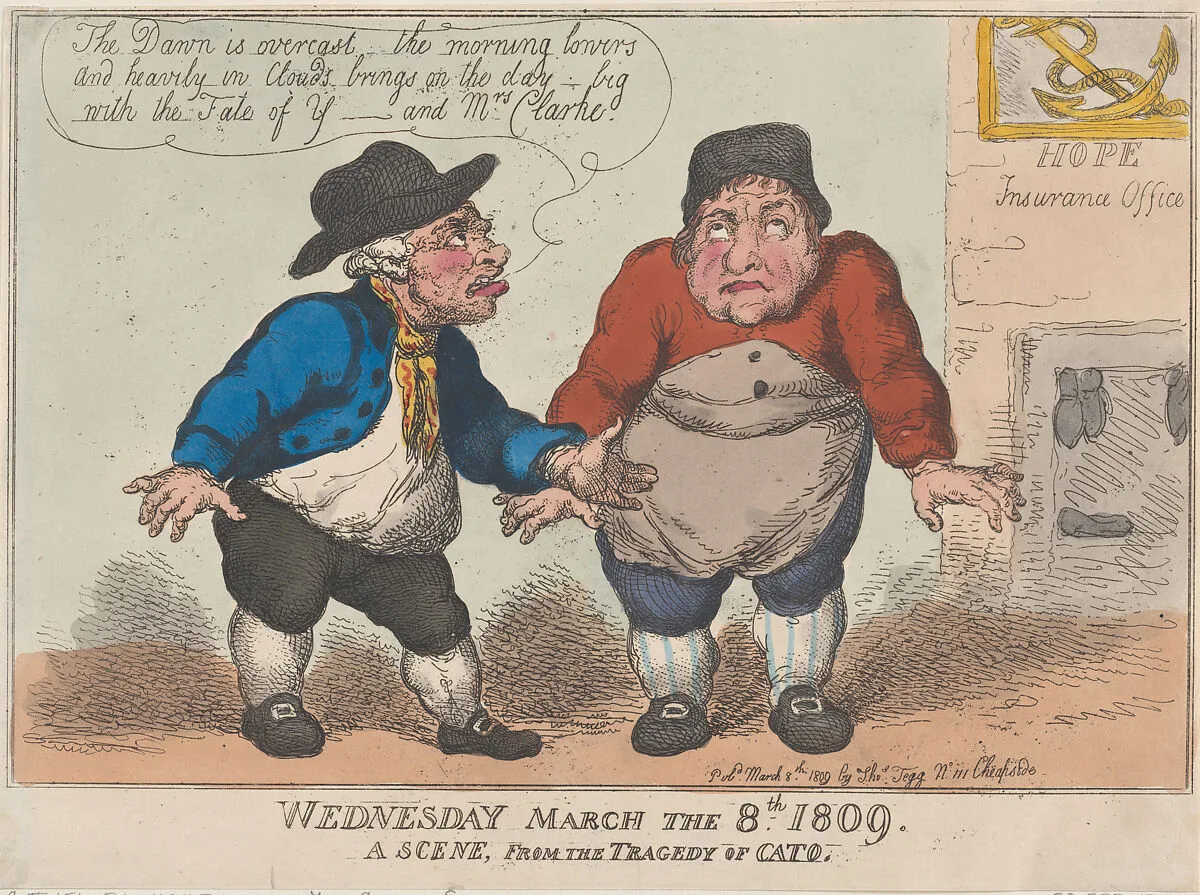 Wednesday March the 8th 1809, A Scene From The Tragedy of Cato — Thomas Tegg|Thomas Rowlandson