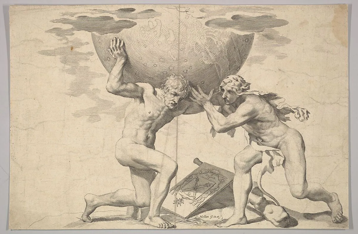 Hercules Assisting Atlas — Claude Mellan|Jean-François-Paul de Gondi