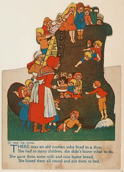 There was an old woman who lived in a shoe, bakery card from the Mother Goose Toys series (D54), issued by the Chesapeake Baking Company — Chesapeake Baking Company