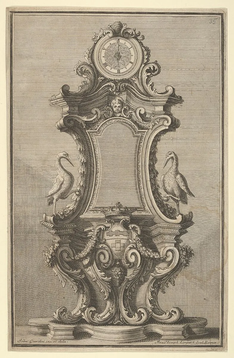 Design for a Clock, from 'Disegni Diversi' — Giovanni Giardini|Maximilian Joseph Limpach