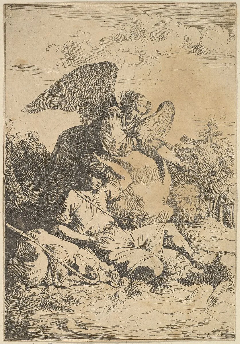Tobie effrayé par le poisson (Tobias frightens the fish) — Jean Jacques Lagrenée