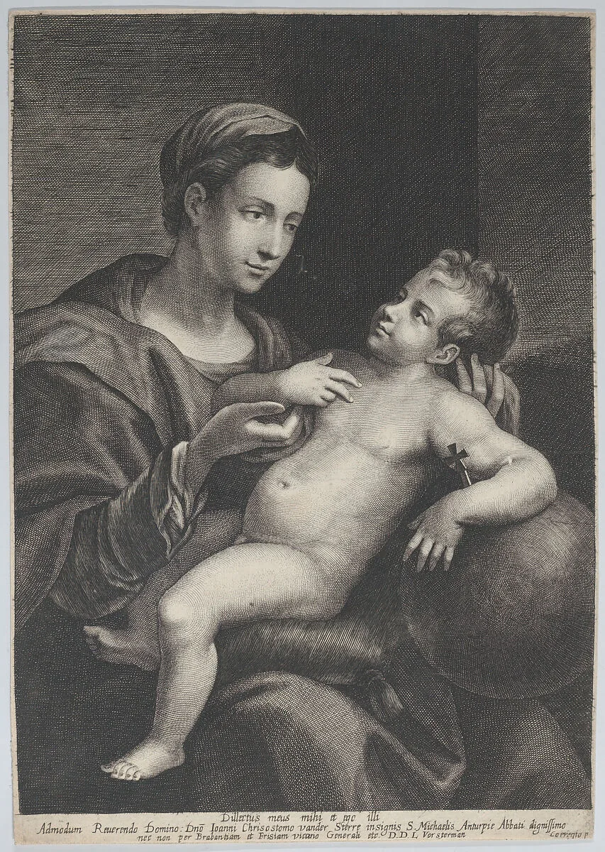 Virgin and Child, with the Christ child leaning against an orb — Lucas Vorsterman I|Correggio (Antonio Allegri)