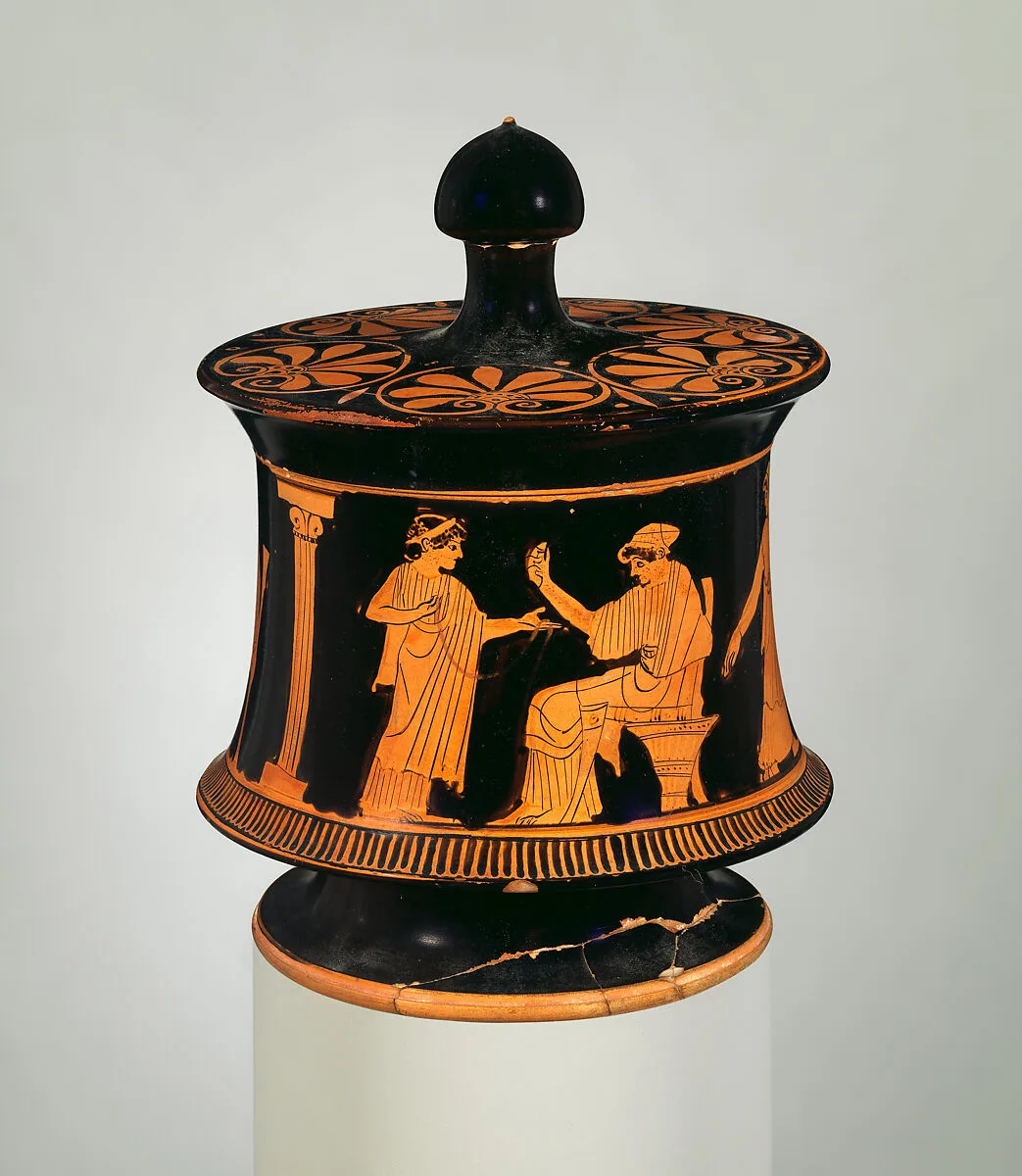 Terracotta pyxis (box) with lid — Painter of Philadelphia 2449