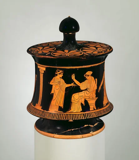 Terracotta pyxis (box) with lid