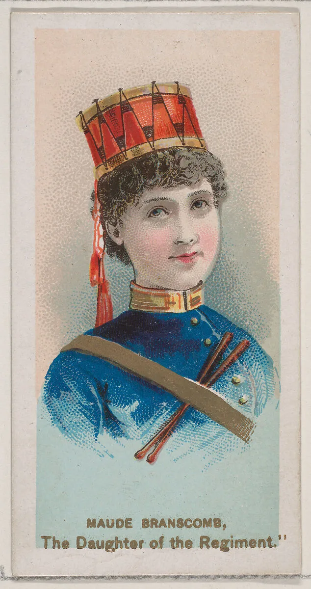 Maude Branscomb as "The Daughter of the Regiment," from the series Fancy Dress Ball Costumes (N73) for Duke brand cigarettes — W. Duke, Sons & Co.|Knapp & Company