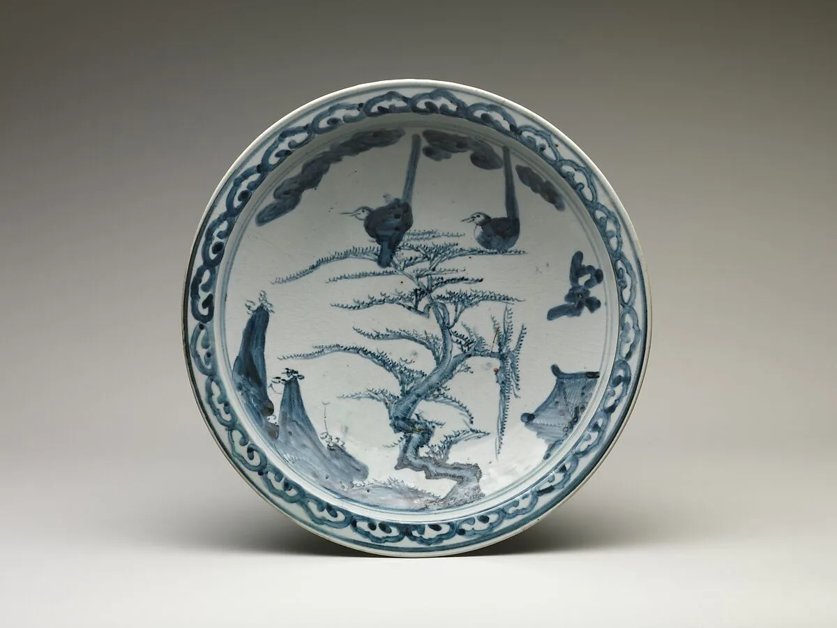 松に鳥文皿 肥前焼・初期伊万里様式|Dish with Birds on a Pine — Unknown