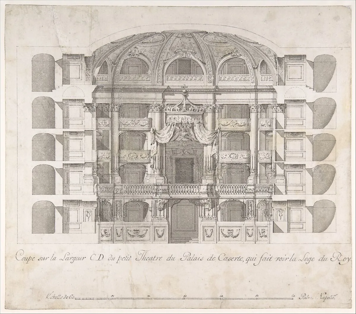 Transverse Section of the Small Theater in the Palace of Caserta with a View Towards the Royal Box — Luigi Vanvitelli