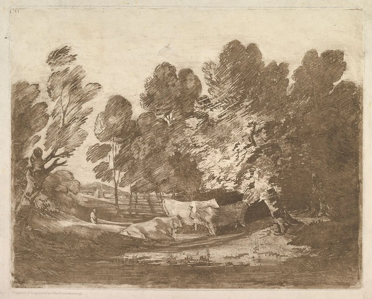 Wooded Landscape with Herdsmen and Cows — Thomas Gainsborough|John & Josiah Boydell