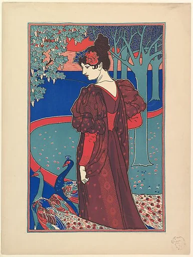 Woman with Peacocks, from "L'Estampe Moderne"