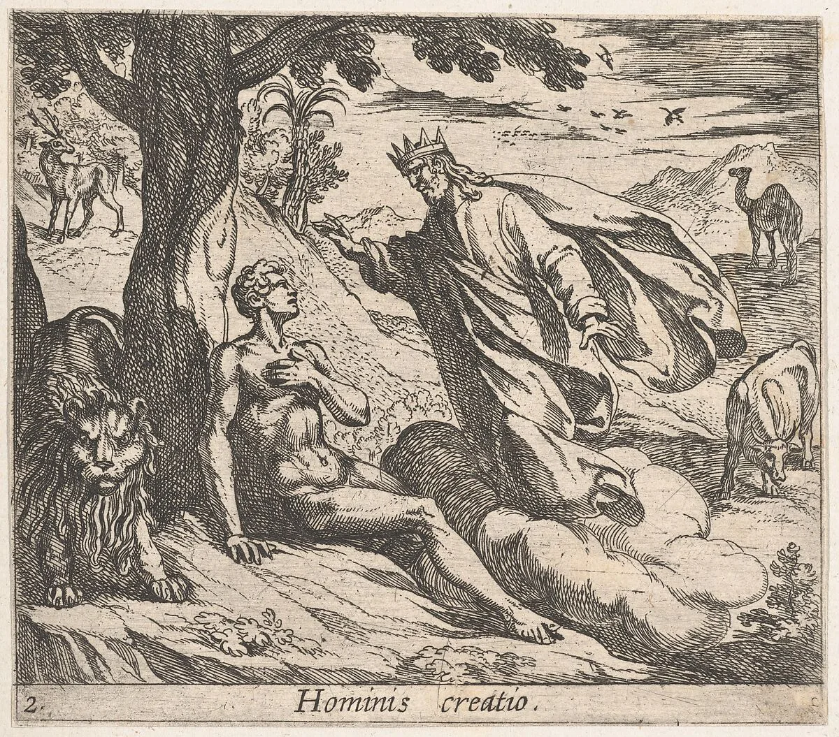 Plate 2: The Creation of Man (Hominis creatio), from Ovid's 'Metamorphoses' — Antonio Tempesta