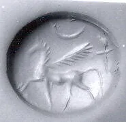 Stamp seal (scaraboid) with monster and divine symbols — Unknown