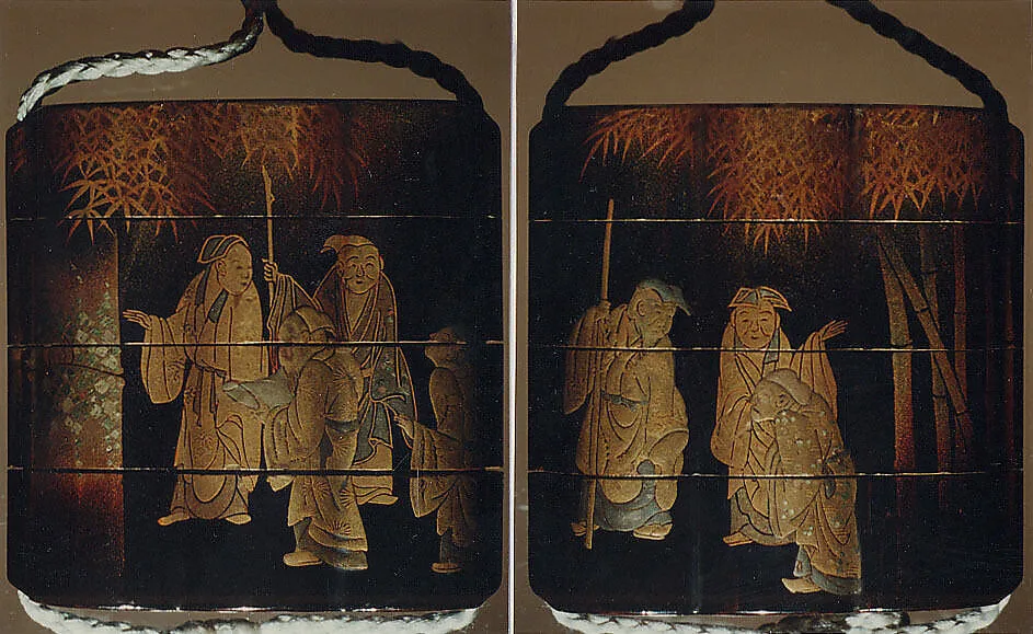 竹林七賢蒔絵印籠 銘「桃葉」|Inrō with the Seven Sages of the Bamboo Grove — Tōyō