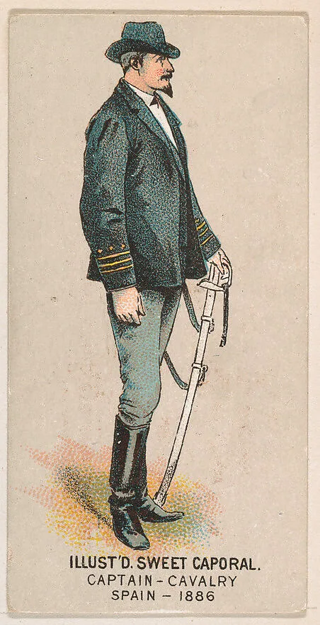 Captain, Cavalry, Spain, 1886, from the Military Series (N224) issued by Kinney Tobacco Company to promote Sweet Caporal Cigarettes — Kinney Brothers Tobacco Company