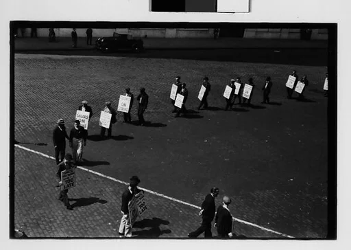 [Two 35mm Film Frames: Picket Lines, South Street, New York City]